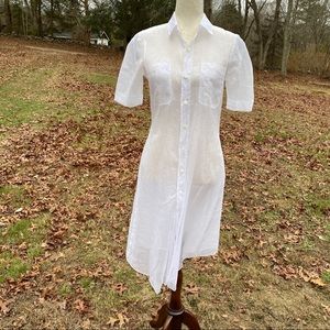 RALPH LAUREN PURPLE LABEL DRESS WHITE SHEER TOPPER DUSTER BUTTONS Size S LUXURY